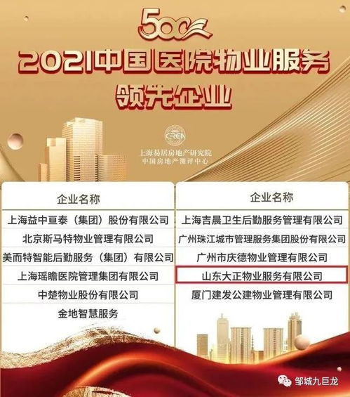 九巨龍物業(yè)榮膺物業(yè)服務企業(yè)綜合實力500強 實力鑄就行業(yè)標桿